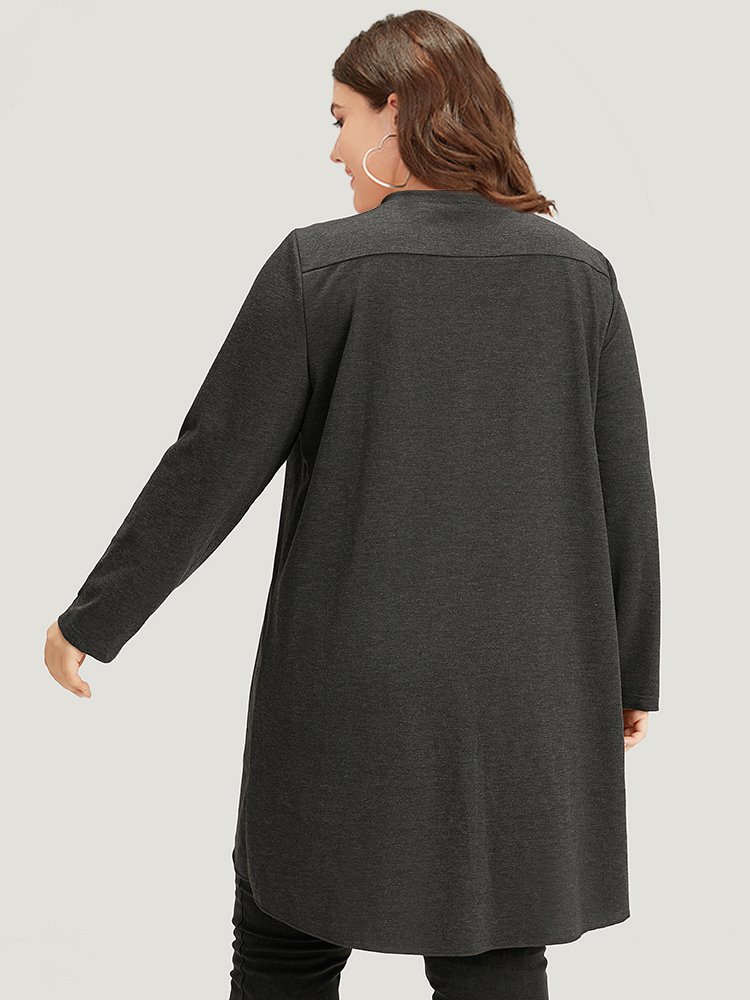 

Plus Size Halloween Plain Pocket Asymmetrical Hem Coat Women DimGray Casual Plain Ladies Dailywear Winter Coats BloomChic