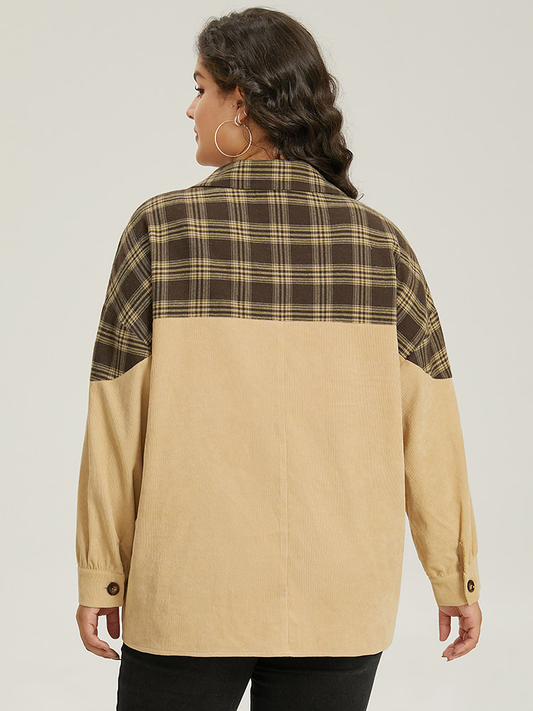 Plus Size Women Dailywear Plaid Contrast Casual Jackets BloomChic 