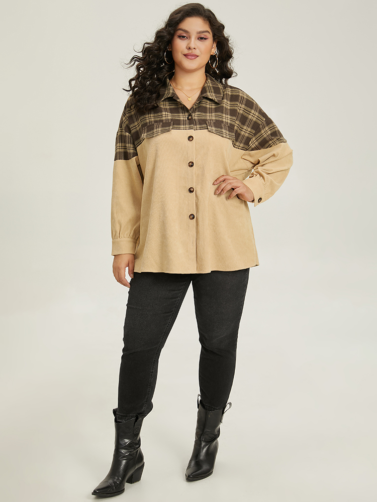 Plus Size Women Dailywear Plaid Contrast Casual Jackets BloomChic 
