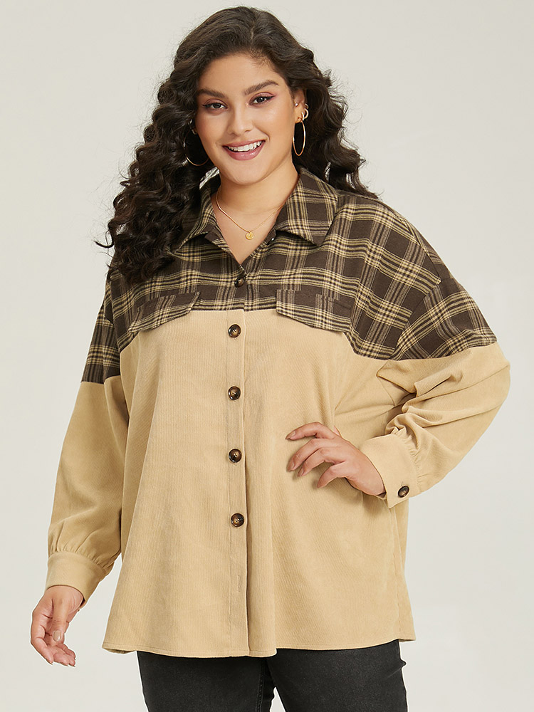 Plus Size Women Dailywear Plaid Contrast Casual Jackets BloomChic 