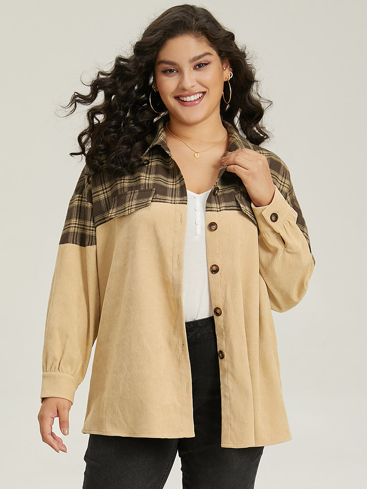 Plus Size Women Dailywear Plaid Contrast Casual Jackets BloomChic 