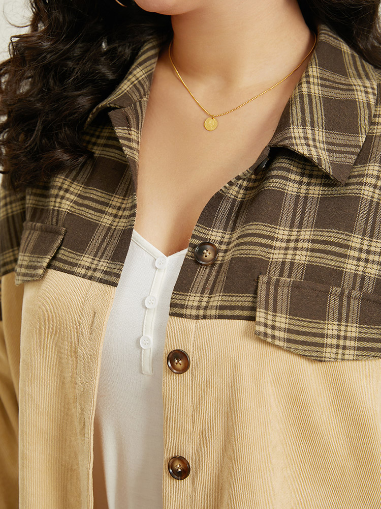 Plus Size Women Dailywear Plaid Contrast Casual Jackets BloomChic 
