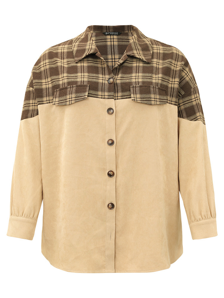 Plus Size Women Dailywear Plaid Contrast Casual Jackets BloomChic 