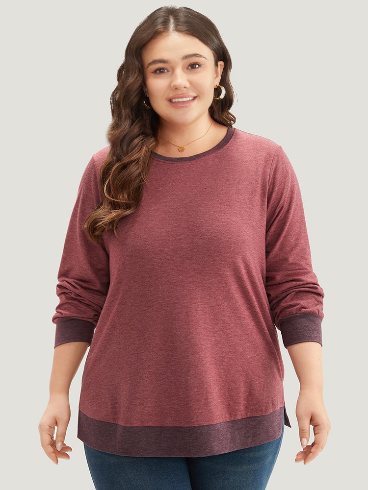 Plus Size Women Dailywear Plain Elastic cuffs Regular Regular Sleeve Long Sleeve Round Neck Casual Sweatshirts BloomChic 