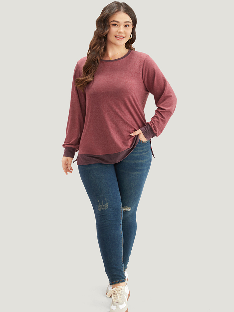 Plus Size Women Dailywear Plain Elastic cuffs Regular Regular Sleeve Long Sleeve Round Neck Casual Sweatshirts BloomChic 