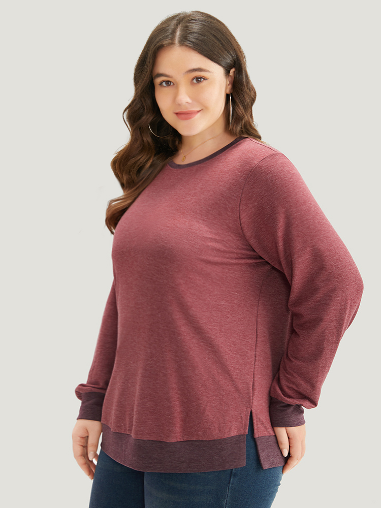 Plus Size Women Dailywear Plain Elastic cuffs Regular Regular Sleeve Long Sleeve Round Neck Casual Sweatshirts BloomChic 