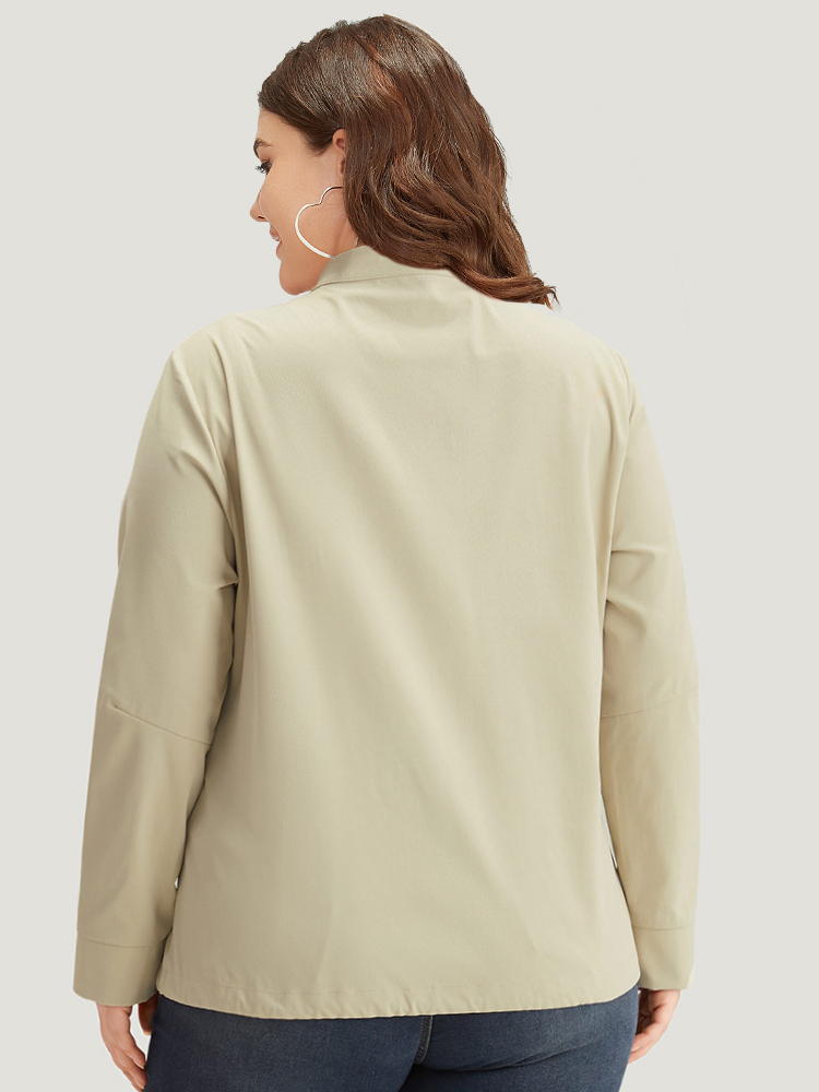 Plus Size Women Dailywear Plain Knotted Pocket Casual Coats BloomChic 