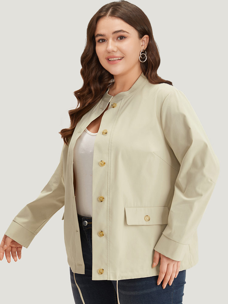 Plus Size Women Dailywear Plain Knotted Pocket Casual Coats BloomChic 