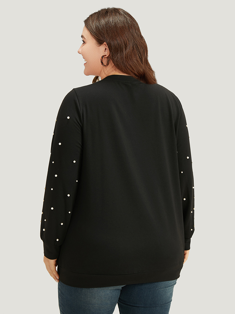 Plus Size Women Festival-Halloween Plain Elastic cuffs Regular Regular Sleeve Long Sleeve Round Neck Elegant Sweatshirts BloomChic 