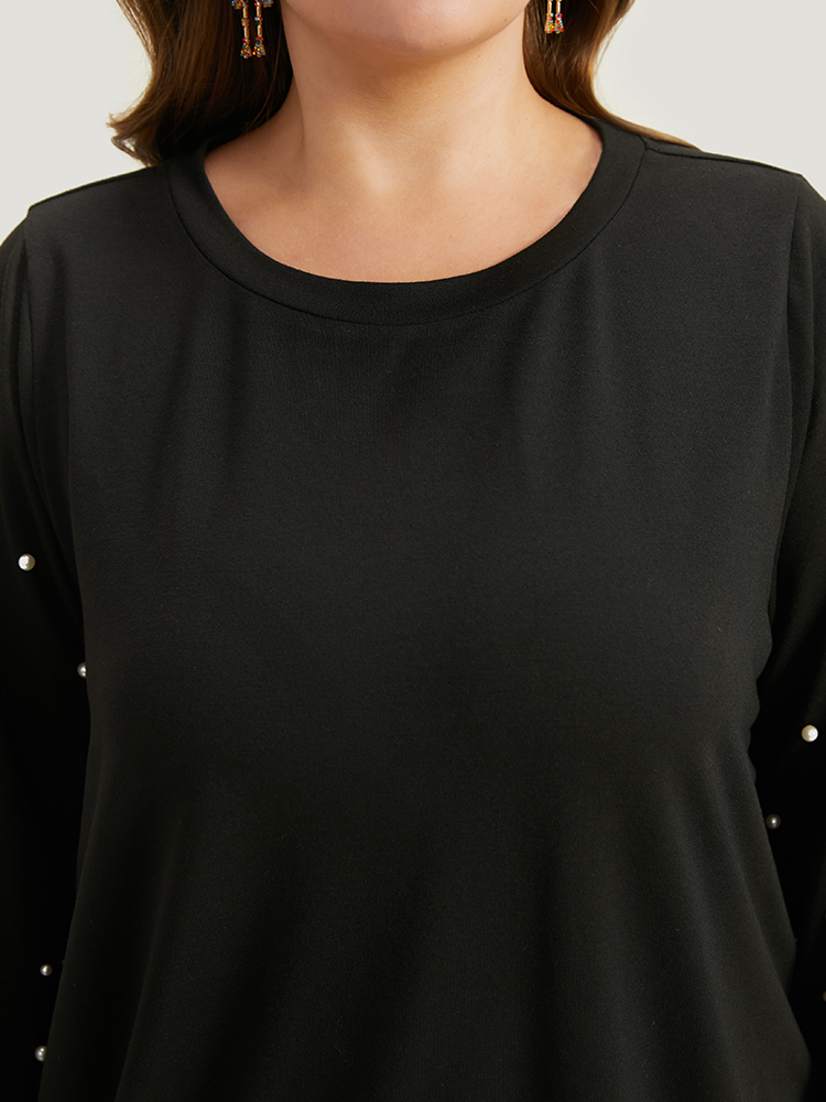 Plus Size Women Festival-Halloween Plain Elastic cuffs Regular Regular Sleeve Long Sleeve Round Neck Elegant Sweatshirts BloomChic 