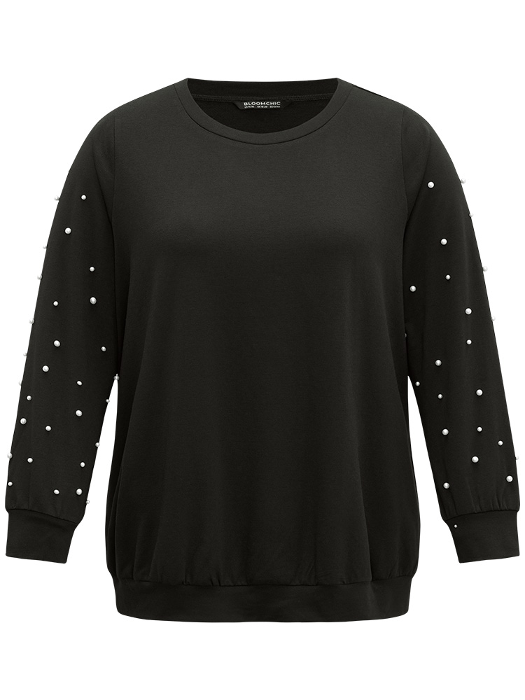 Plus Size Women Festival-Halloween Plain Elastic cuffs Regular Regular Sleeve Long Sleeve Round Neck Elegant Sweatshirts BloomChic 