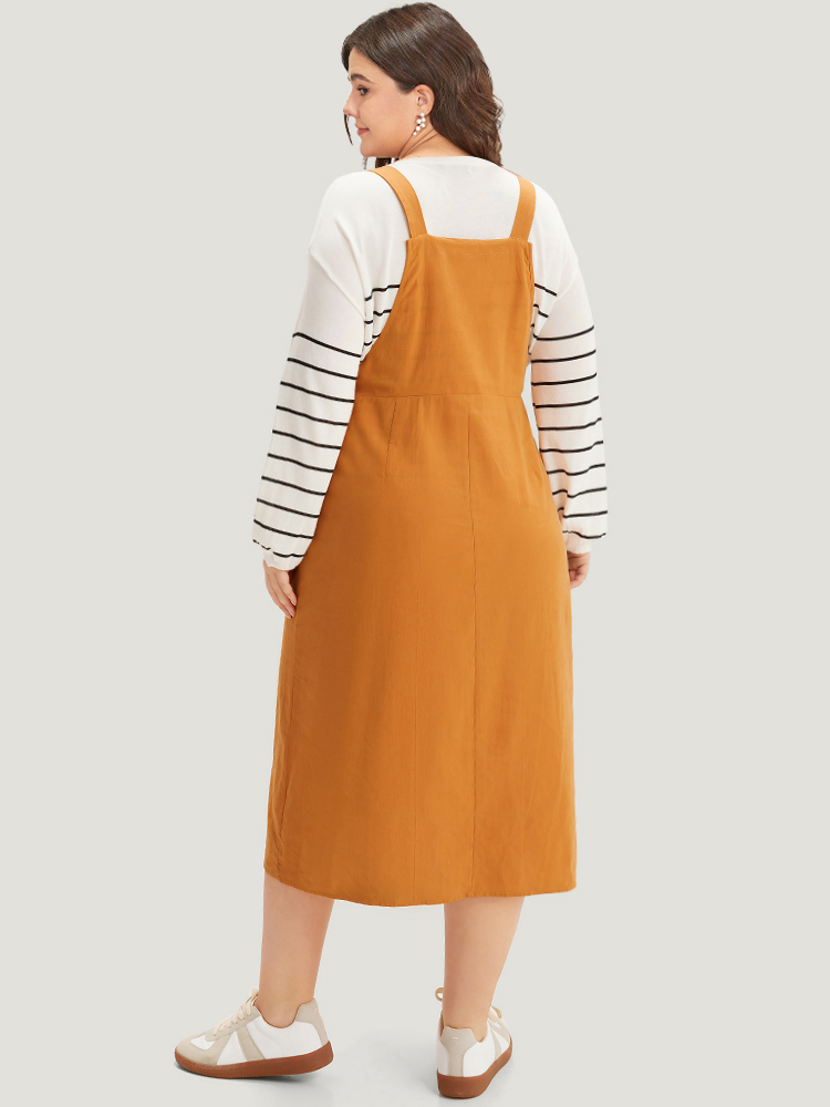 Plus Size Women Dailywear Plain Adjustable Straps Sleeveless Sleeveless Spaghetti Strap Pocket Casual Dresses BloomChic 