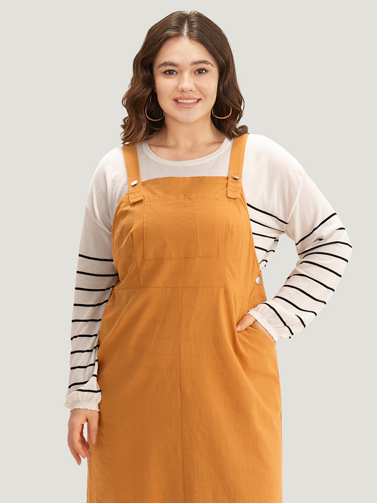 Plus Size Women Dailywear Plain Adjustable Straps Sleeveless Sleeveless Spaghetti Strap Pocket Casual Dresses BloomChic 