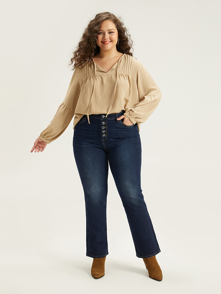 Plus Size Women Everyday Plain High stretch Straight Leg Dark Wash Casual Jeans BloomChic 
