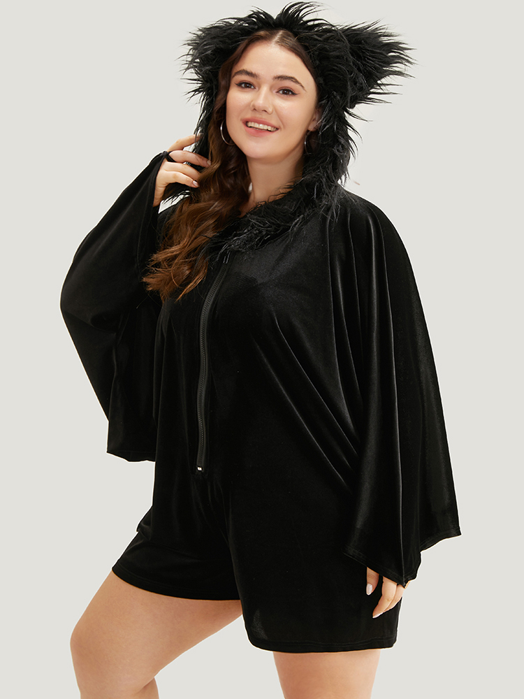 Plus Size Loungewear | Hooded Zipper Dolman Sleeve Sleep Jumpsuit | BloomChic 