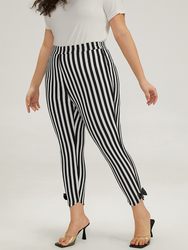 Plus Size Women Festival-Halloween Striped Contrast High Rise Elegant Pants BloomChic 