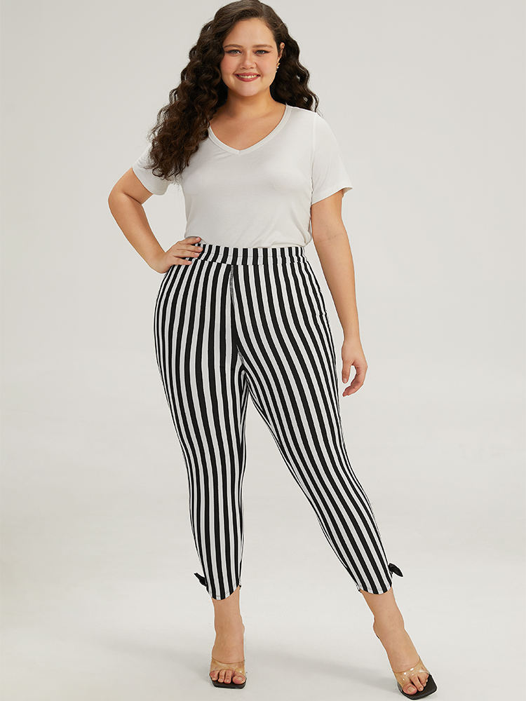 Plus Size Women Festival-Halloween Striped Contrast High Rise Elegant Pants BloomChic 