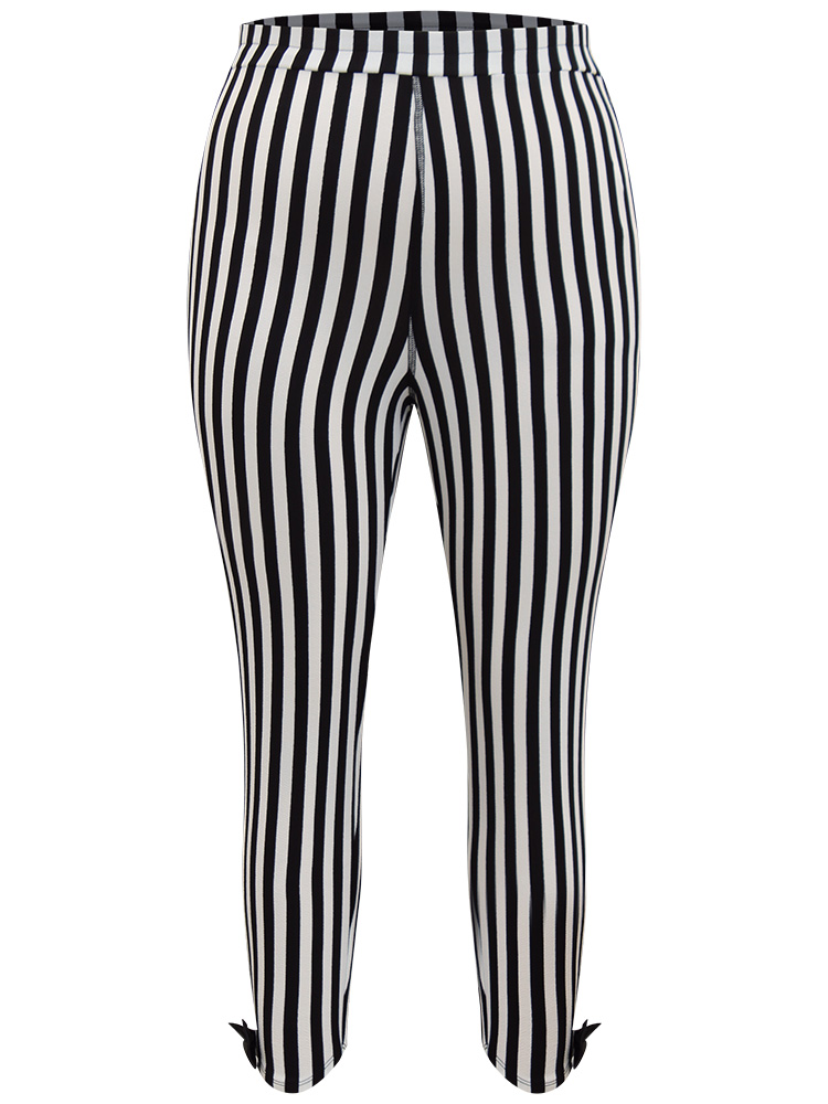 Plus Size Women Festival-Halloween Striped Contrast High Rise Elegant Pants BloomChic 