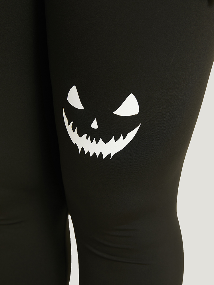 Plus Size High Rise Halloween Print Leggings Women Black Casual High stretch Skinny High Rise Festival-Halloween Leggings BloomChic 18-20/2X 