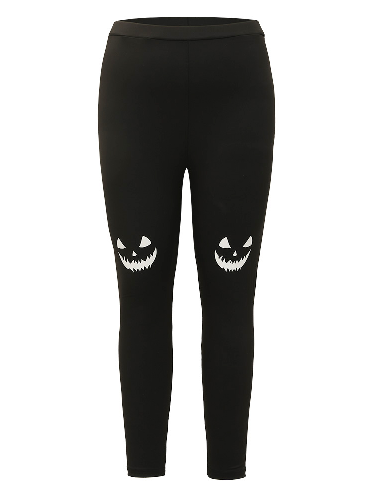 Plus Size High Rise Halloween Print Leggings Women Black Casual High stretch Skinny High Rise Festival-Halloween Leggings BloomChic 18-20/2X 