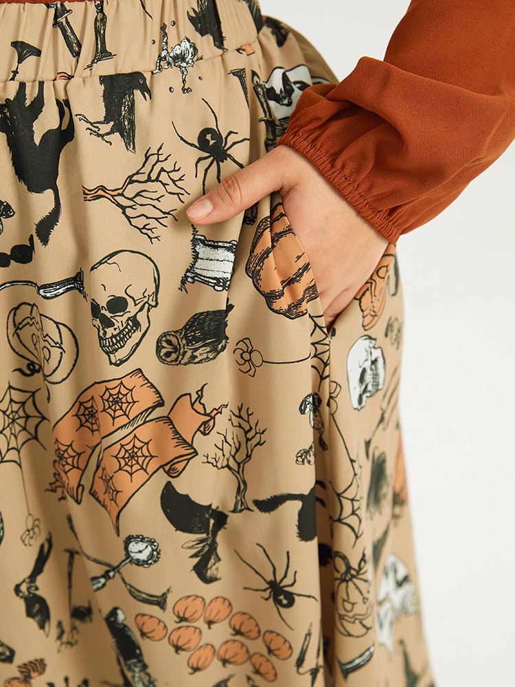 

Halloween Graphic Woven Skirt, Multicolor