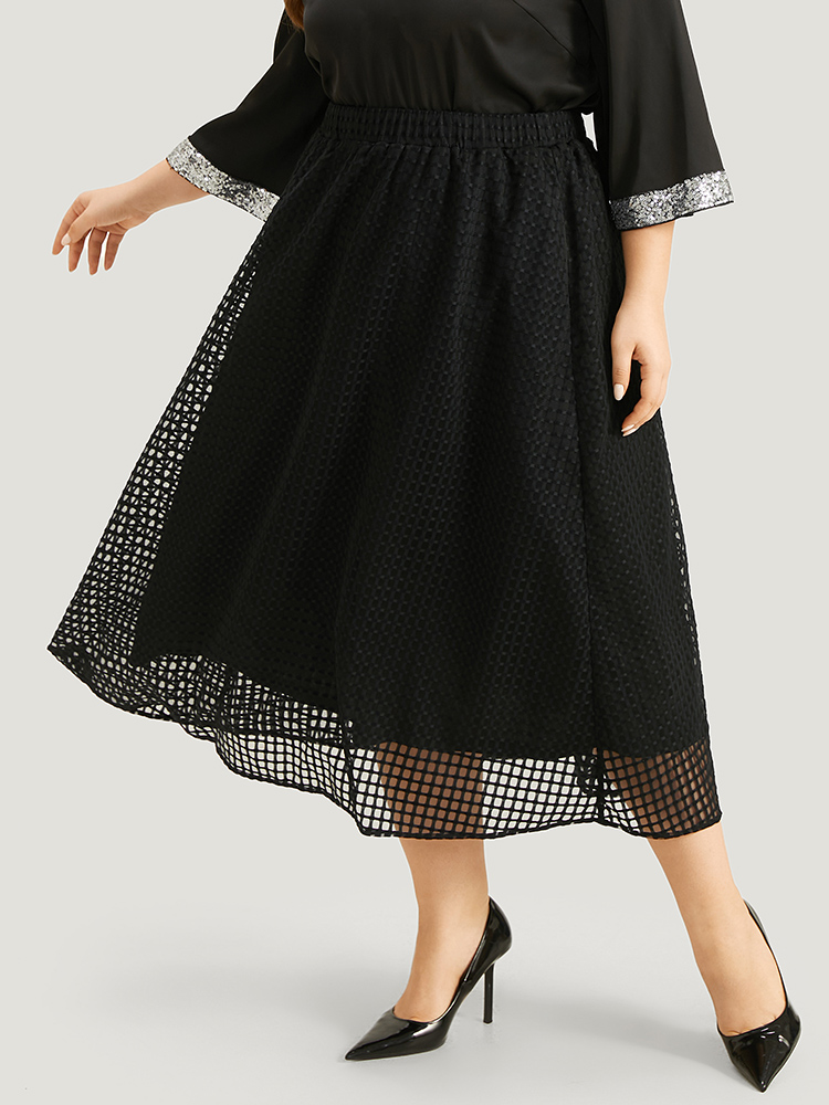 

Halloween Gingham Mesh Woven Skirt, Black