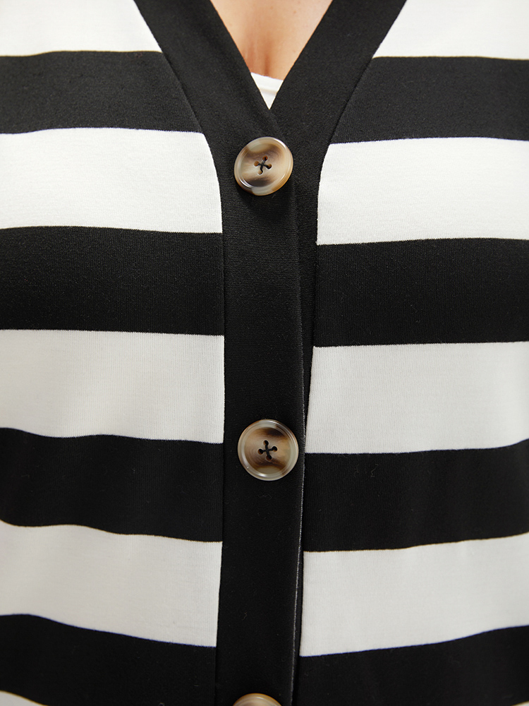Plus Size Women Dailywear Striped Contrast Casual Coats BloomChic 