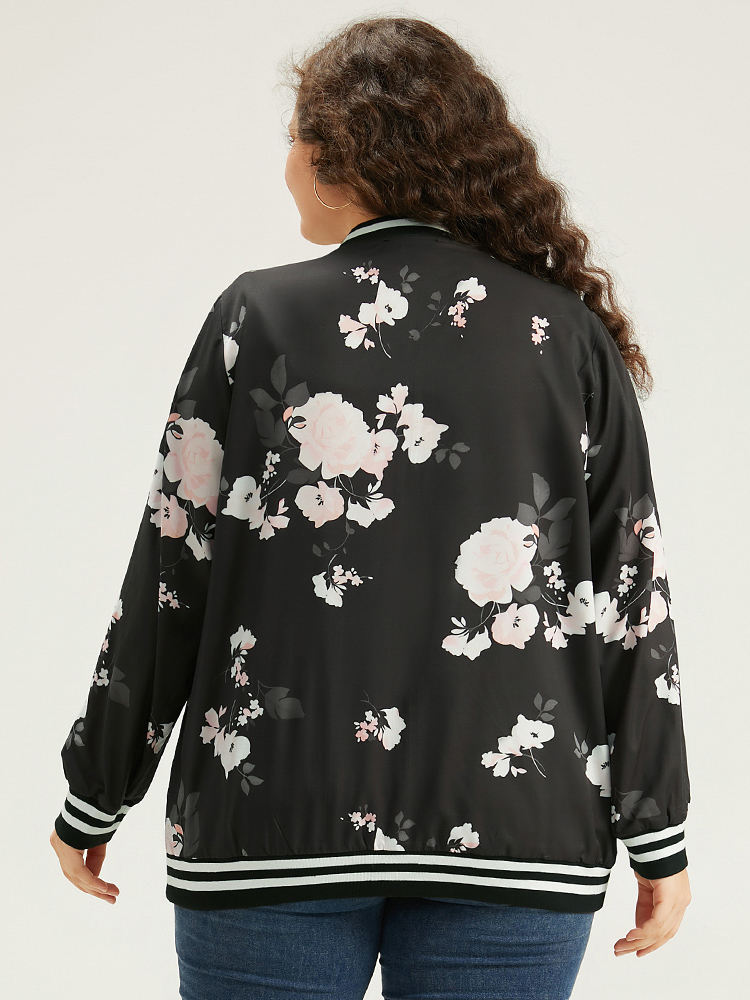 Plus Size Women Dailywear Floral Printed Casual Jackets BloomChic 