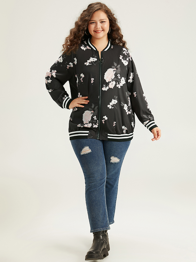Plus Size Women Dailywear Floral Printed Casual Jackets BloomChic 