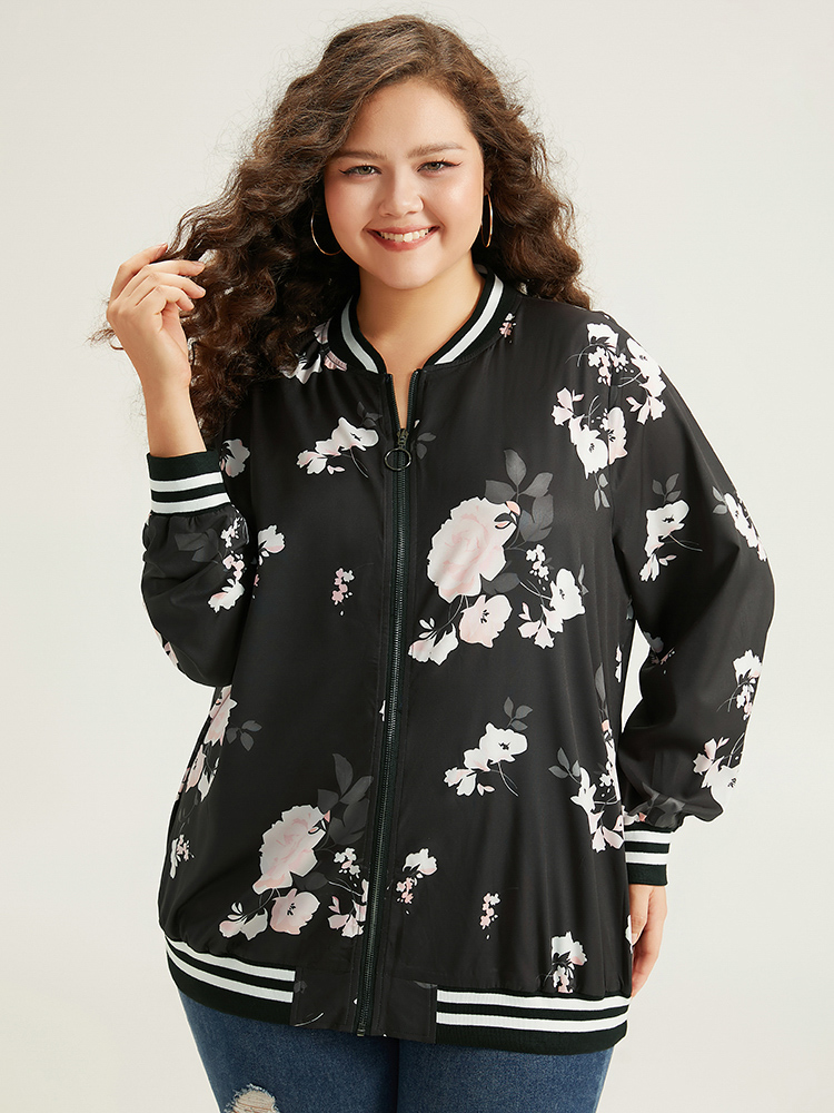 Plus Size Women Dailywear Floral Printed Casual Jackets BloomChic 