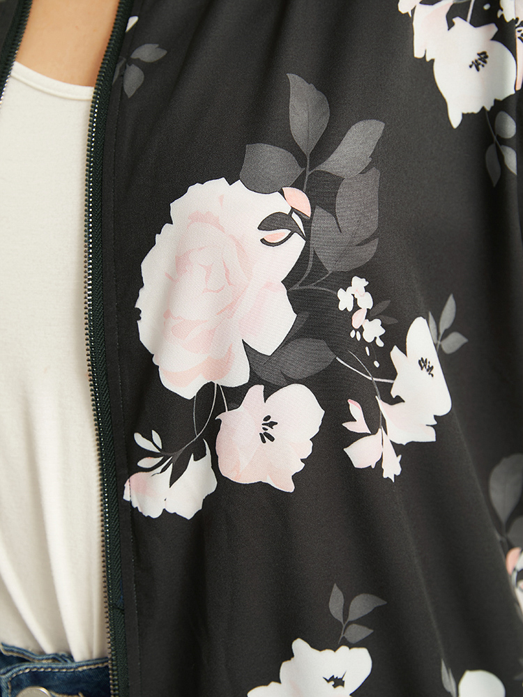 Plus Size Women Dailywear Floral Printed Casual Jackets BloomChic 