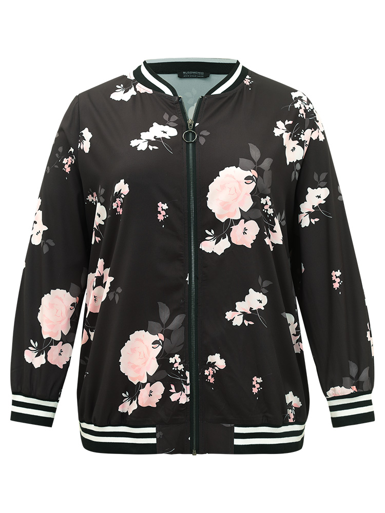 Plus Size Women Dailywear Floral Printed Casual Jackets BloomChic 