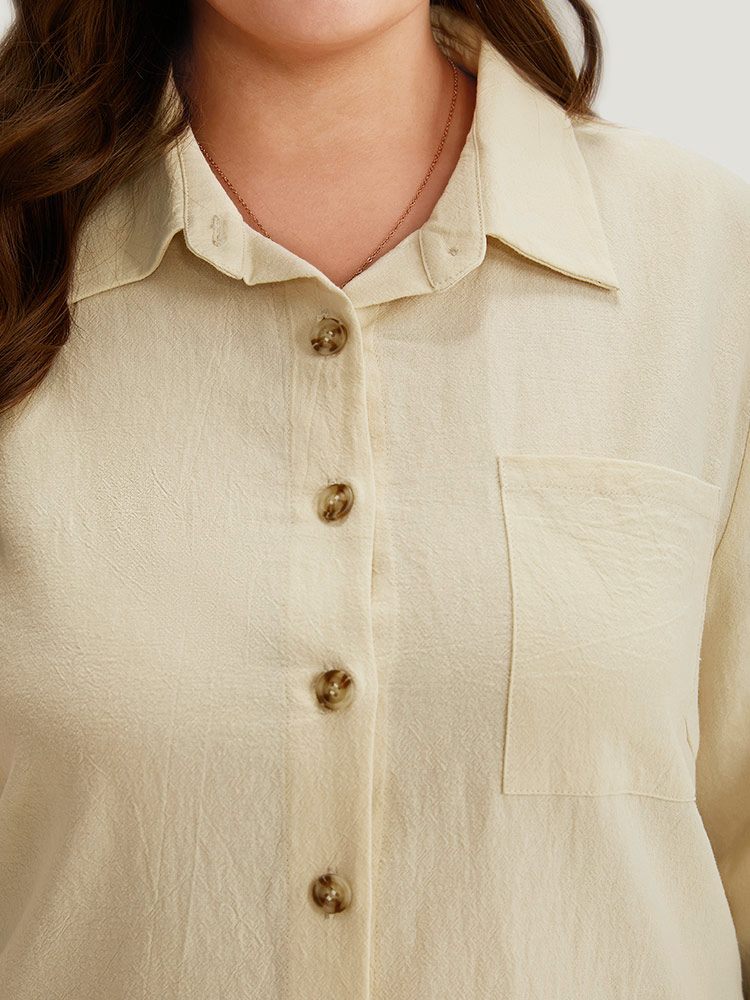 Plus Size Women Work Plain Plain Regular Sleeve Long Sleeve Shirt collar Office Blouses BloomChic 