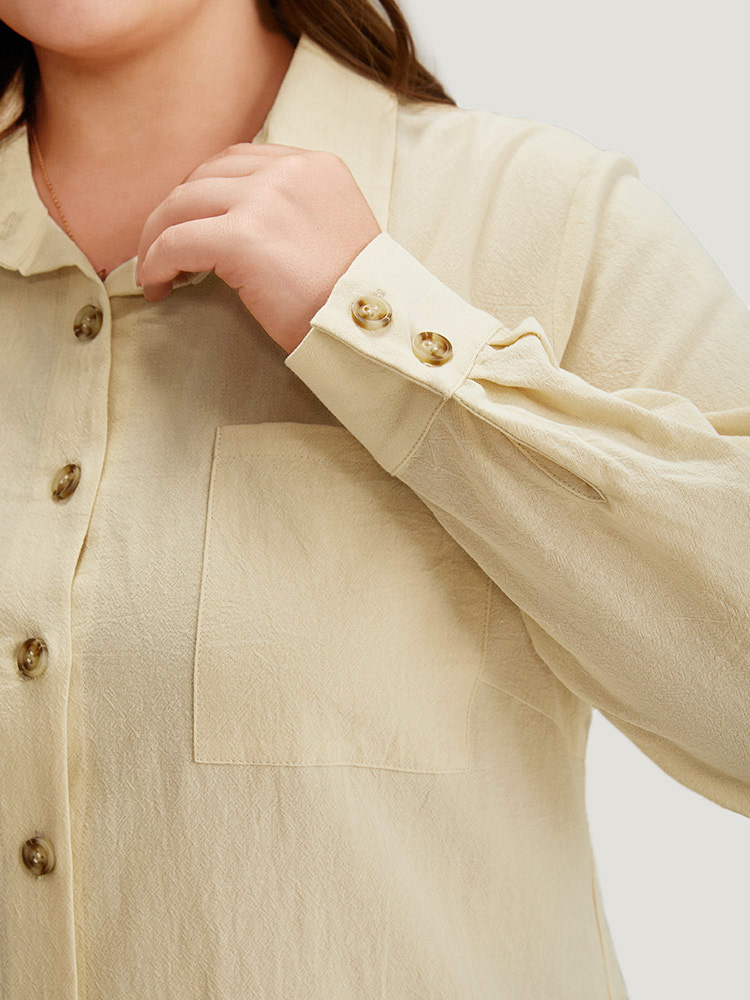 Plus Size Women Work Plain Plain Regular Sleeve Long Sleeve Shirt collar Office Blouses BloomChic 