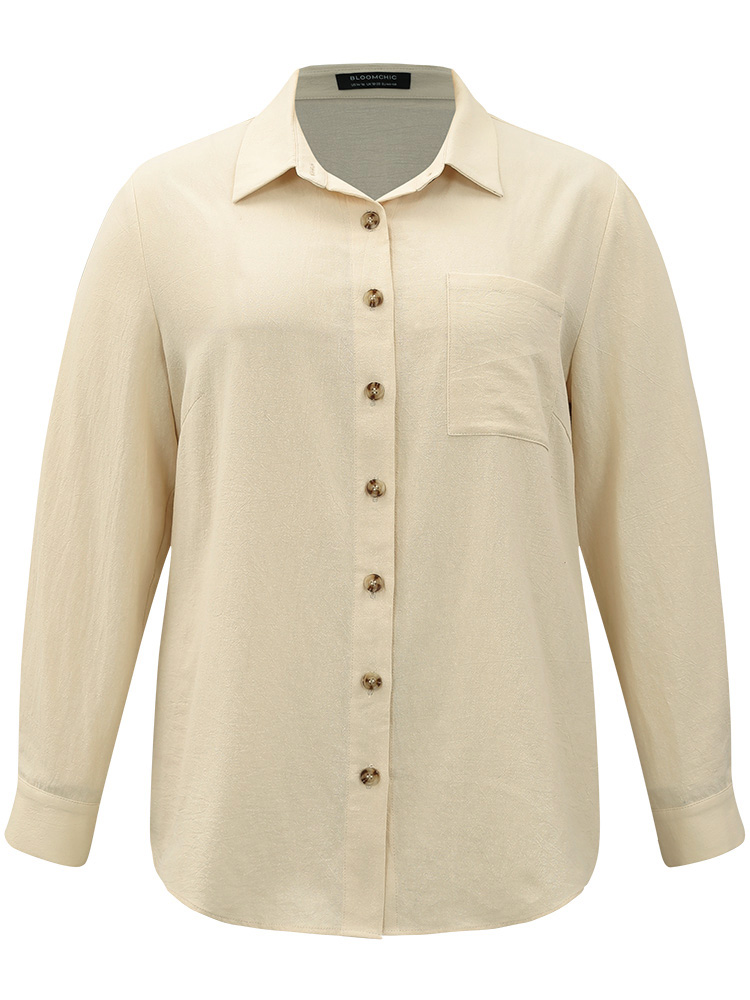Plus Size Women Work Plain Plain Regular Sleeve Long Sleeve Shirt collar Office Blouses BloomChic 