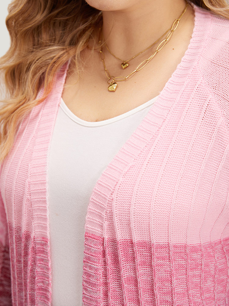 Plus Size Cardigans | Ombre Colorblock Patched Pocket Tunic Cardigan | BloomChic 