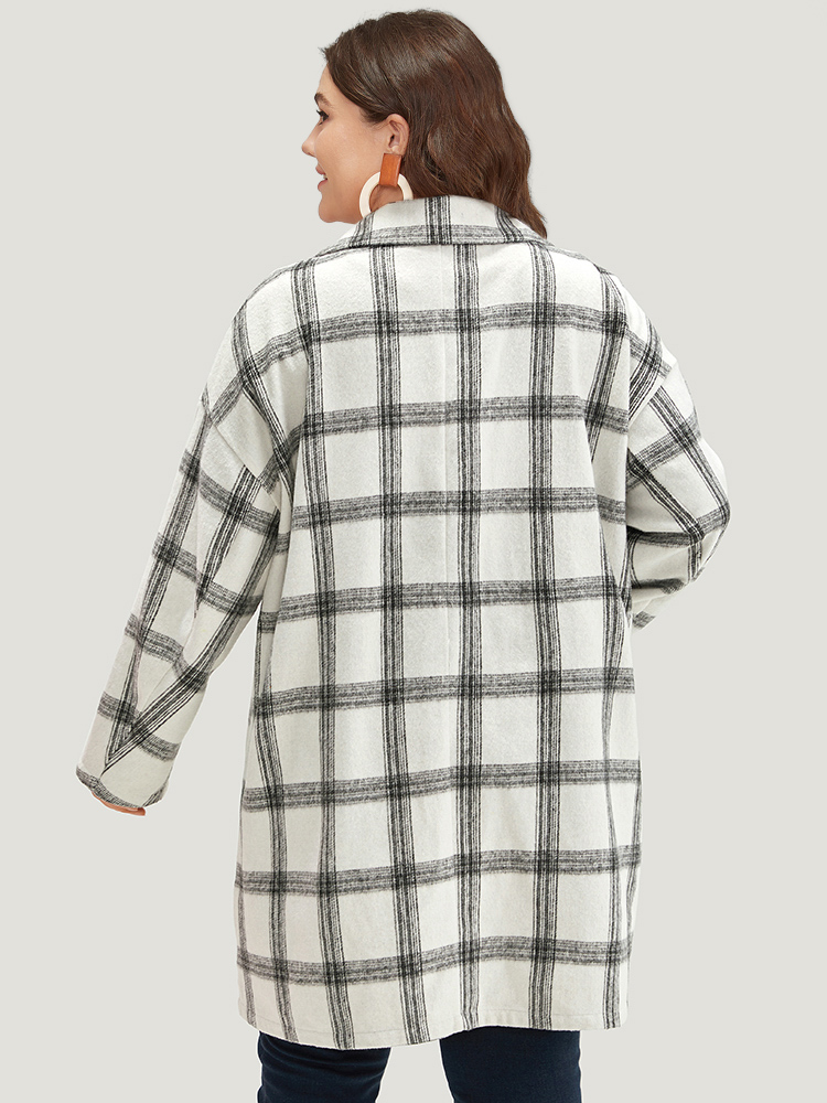 Plus Size Women Dailywear Plaid Button Pocket Casual Coats BloomChic 