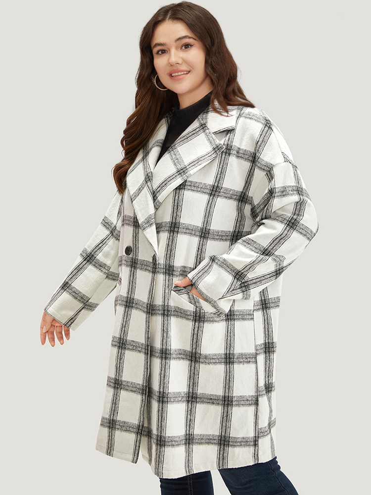 Plus Size Women Dailywear Plaid Button Pocket Casual Coats BloomChic 