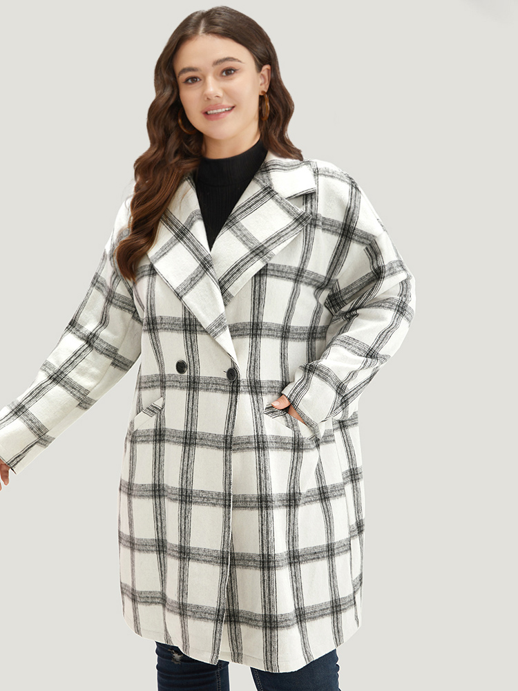 Plus Size Women Dailywear Plaid Button Pocket Casual Coats BloomChic 