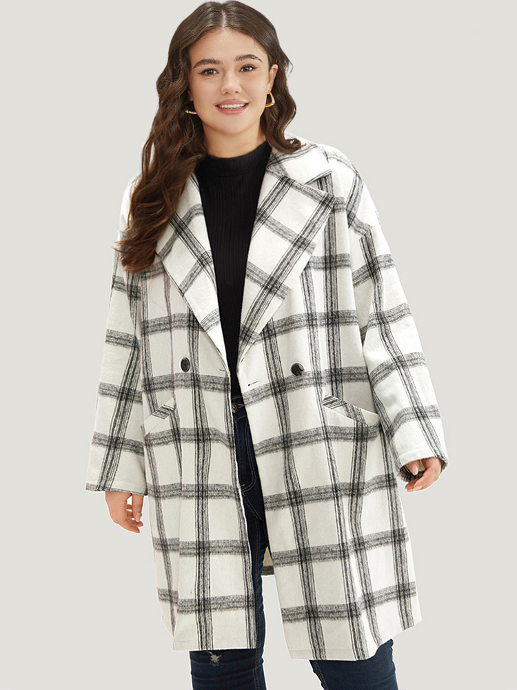 Plus Size Women Dailywear Plaid Button Pocket Casual Coats BloomChic 