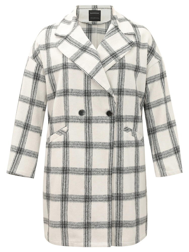 Plus Size Women Dailywear Plaid Button Pocket Casual Coats BloomChic 