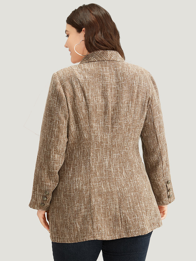 Plus Size Women Dailywear Plain Button Regular Sleeve Long Sleeve Lapel Collar Pocket Elegant Blazers BloomChic 
