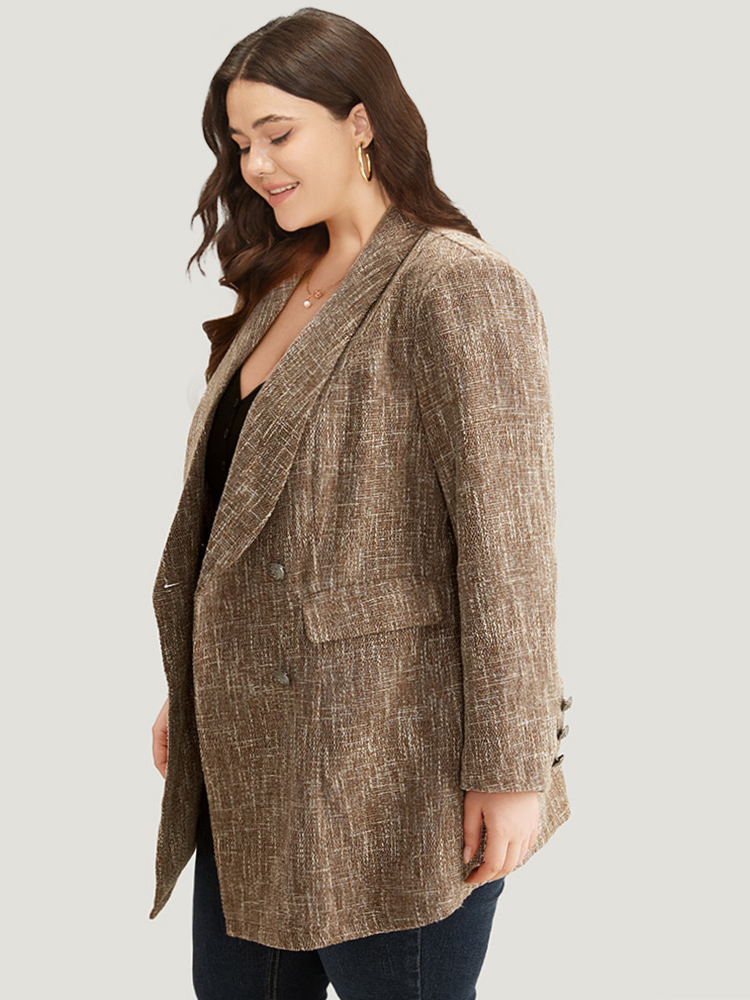 Plus Size Women Dailywear Plain Button Regular Sleeve Long Sleeve Lapel Collar Pocket Elegant Blazers BloomChic 