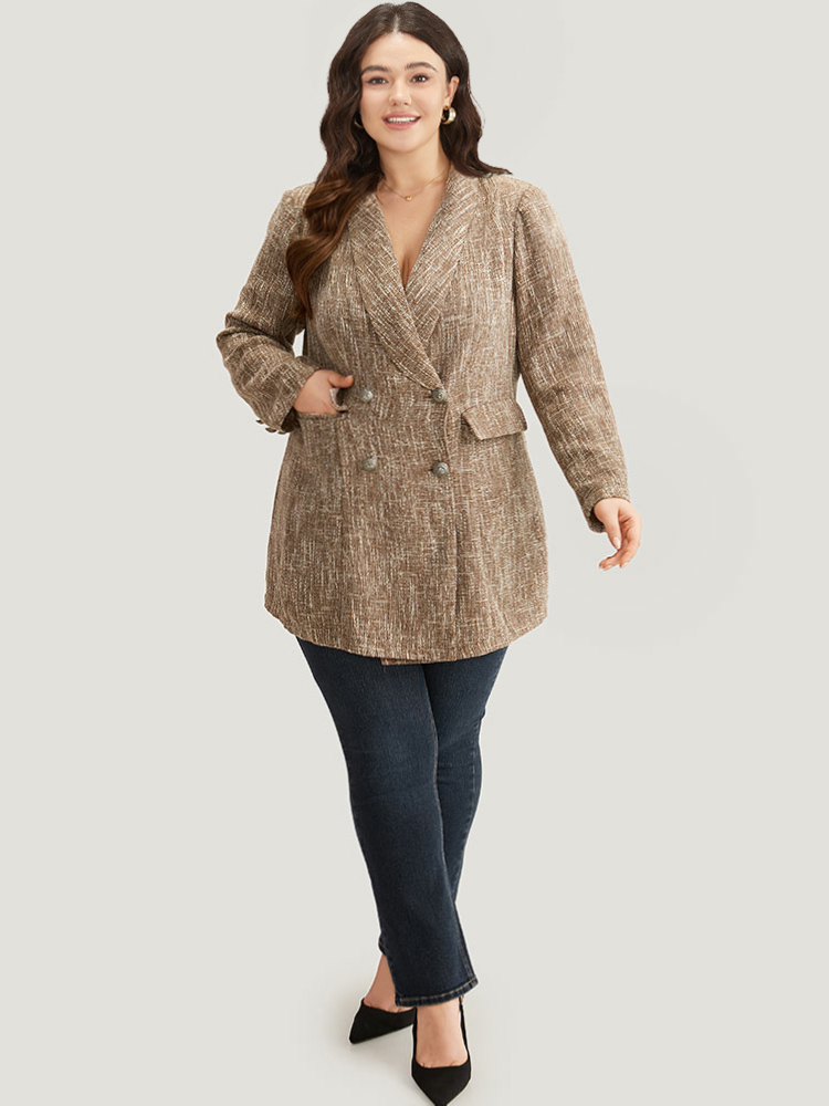 Plus Size Women Dailywear Plain Button Regular Sleeve Long Sleeve Lapel Collar Pocket Elegant Blazers BloomChic 