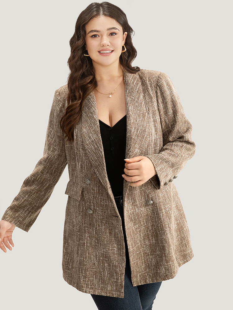 Plus Size Women Dailywear Plain Button Regular Sleeve Long Sleeve Lapel Collar Pocket Elegant Blazers BloomChic 