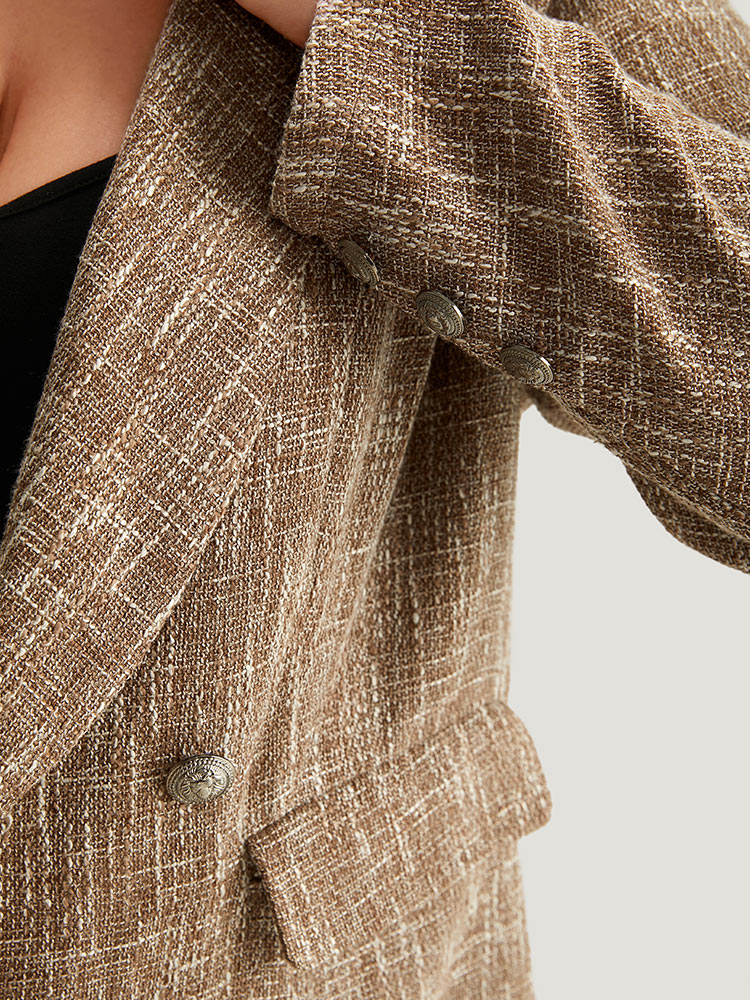 Plus Size Women Dailywear Plain Button Regular Sleeve Long Sleeve Lapel Collar Pocket Elegant Blazers BloomChic 