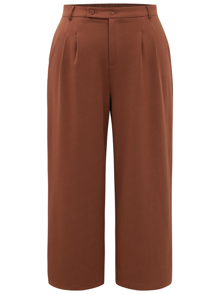 Plus Size Women Work Plain Plain High Rise Pocket Office Pants BloomChic 