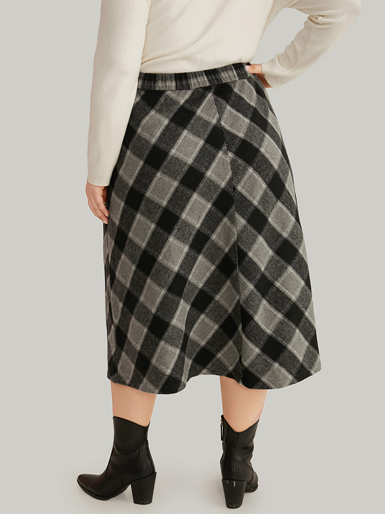 Plus Size Women Work Elastic Waist Pocket Office Skirts BloomChic 