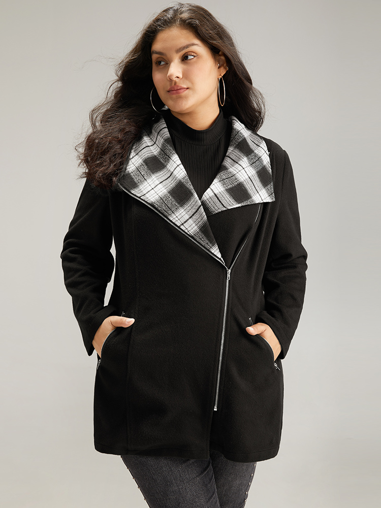 Plus Size Women Everyday Plaid Contrast Pocket Elegant Coats BloomChic 