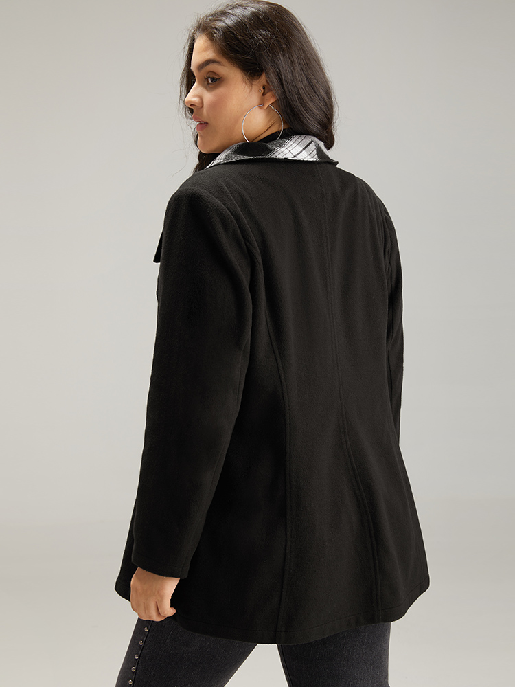 Plus Size Women Everyday Plaid Contrast Pocket Elegant Coats BloomChic 